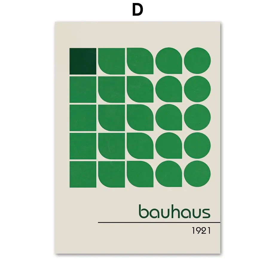 Scandinavian Modern Minimalist Wall Art Abstract Bauhaus Green Beautiful HD Canvas Poster Prints Home Bedroom Living Room Decor