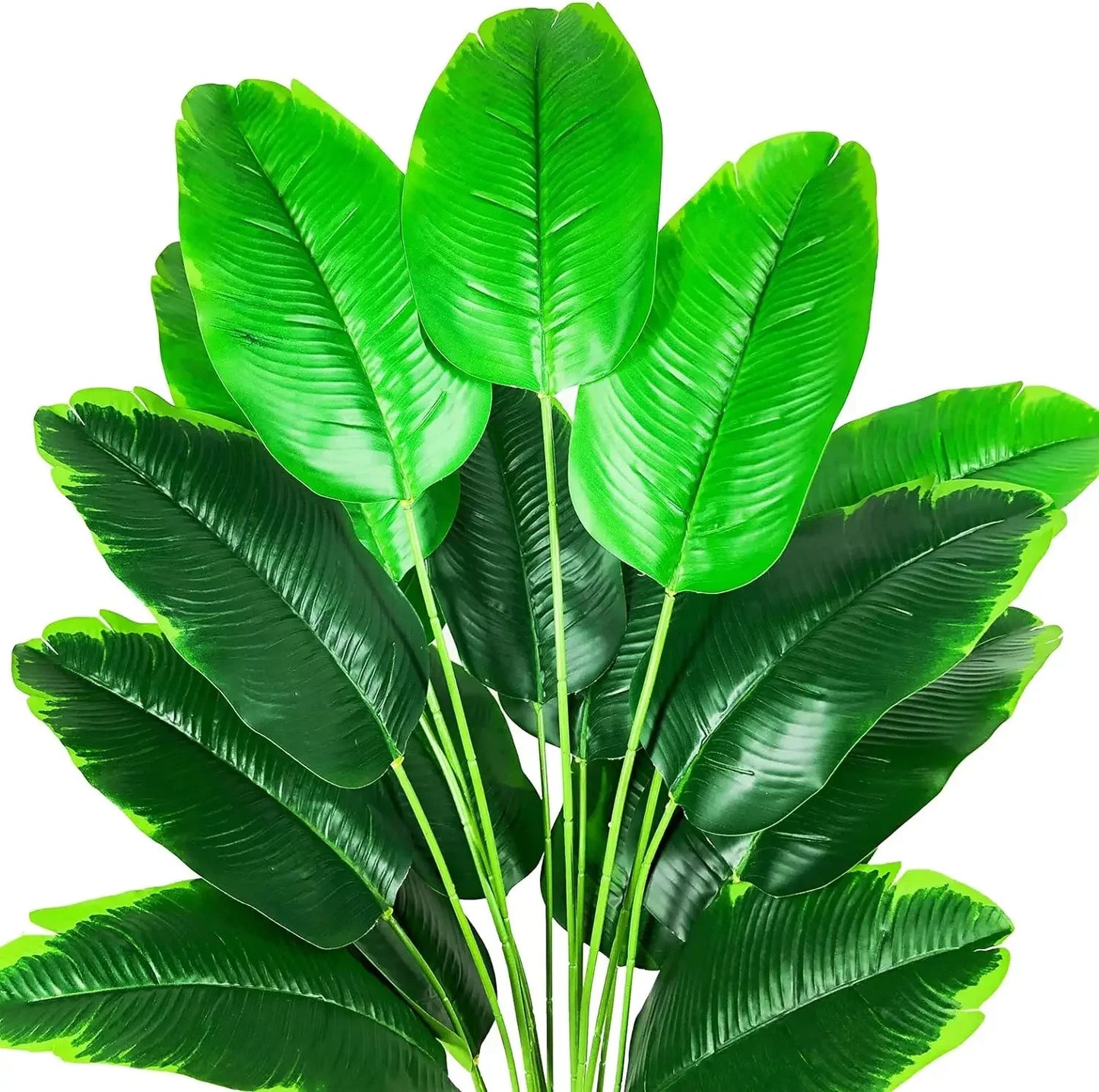 Artificial Plants Fake Banana Tree Leaves with Stems 31" Tall Faux Bird of Paradise Palm Tree