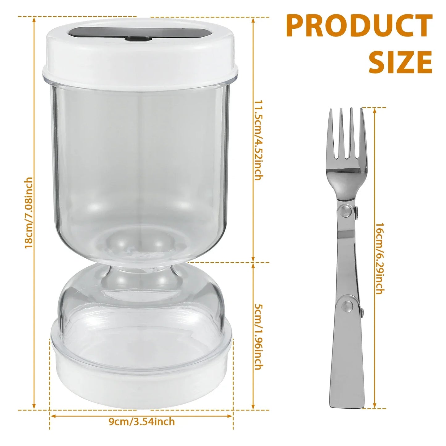 Pickle Container Wet and Dry Separation Pickle Olive Jar with Fork Leakproof Airtight Food Storage Upside Down Pickle Container