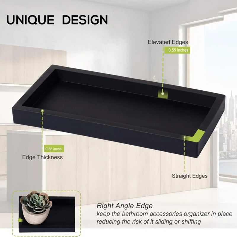 Bathroom Counter Storage Tray Silicone Bathroom Vanity Tray Shatterproof Durable Rectangle Bathroom Tray Soap Dispenser Tray