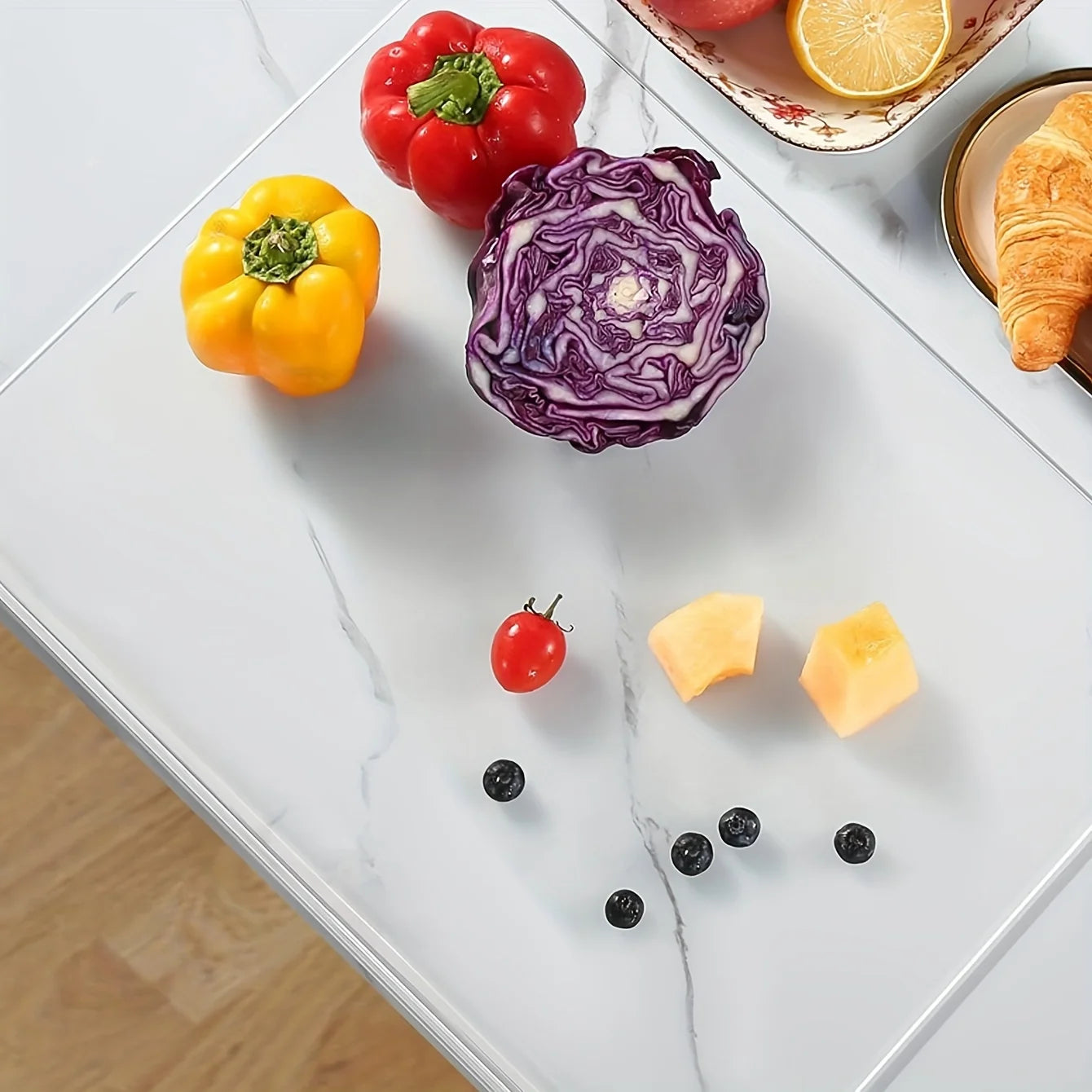 Cutting board, kitchen cutting board, countertop protector with kitchen counter lip