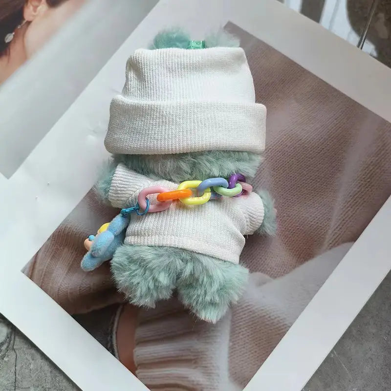 Labubu 17cm Knitted Set - Cute Crossbody Bag And Customized Leather Shoes with False Eyelashes Fashion Doll Accessories for Kids