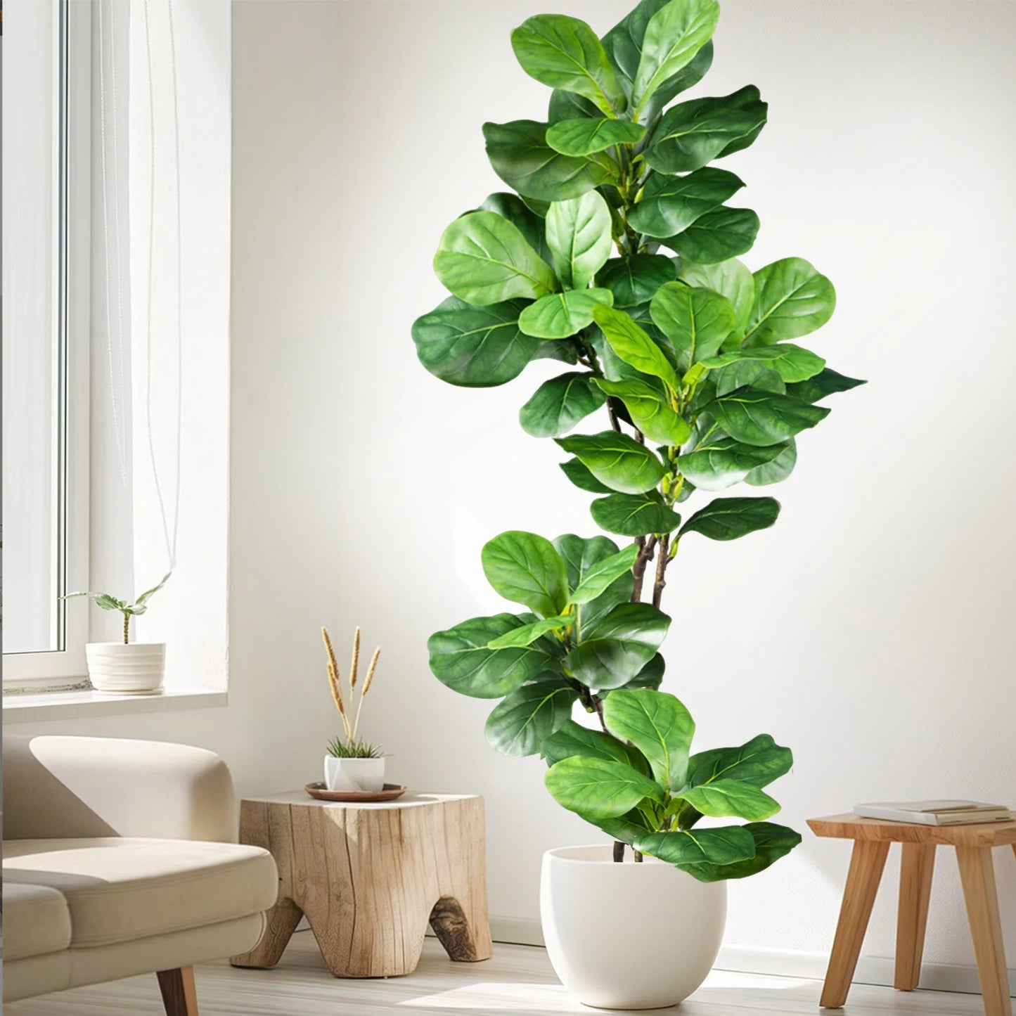 76-135cm  Artificial Plants Fake Bamboo Tree Branch Plastic Nandina Leaves Tall Green Landscape For Home Garden Decor
