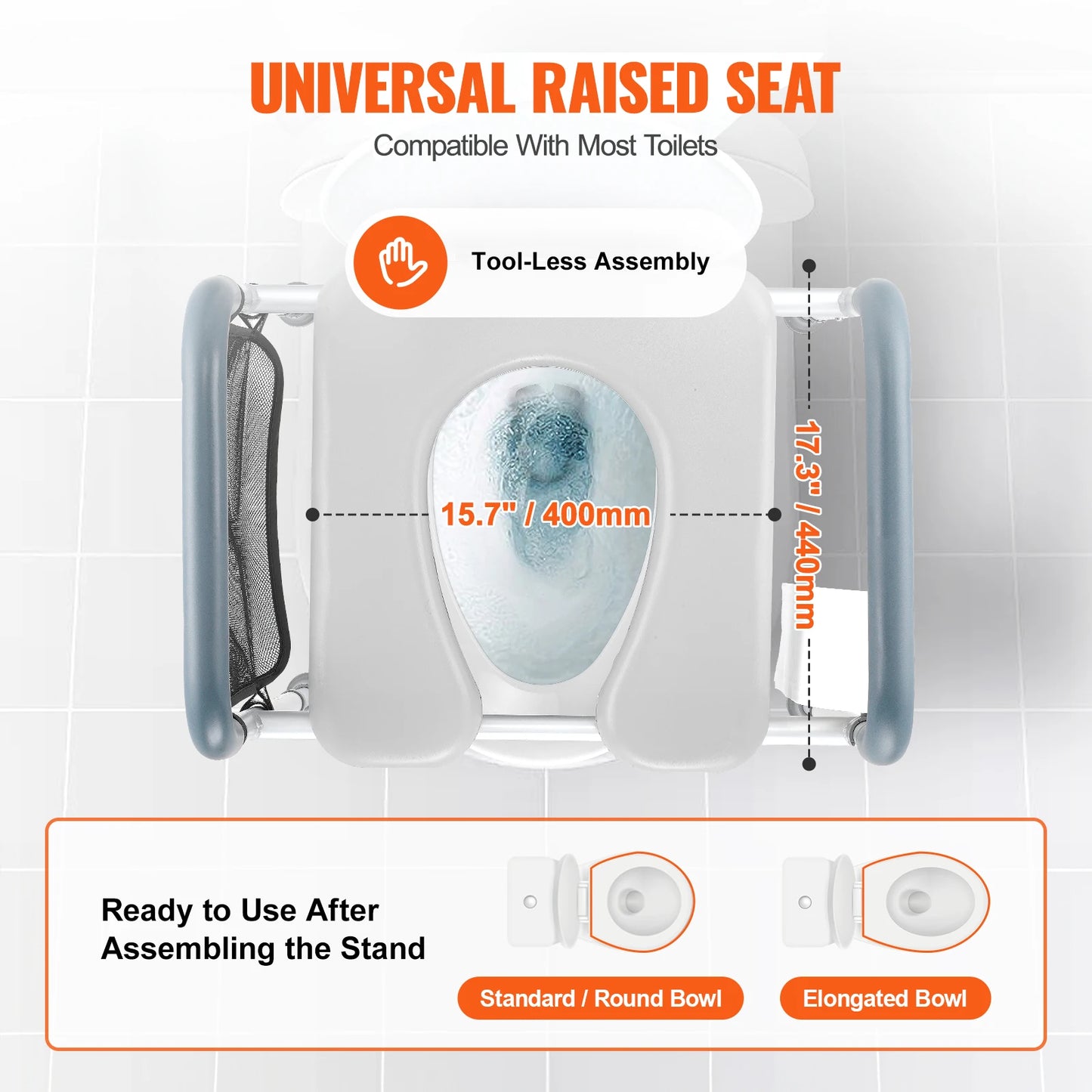 SucceBuy Raised Toilet Seat, 7-Position Height Adjustment 19.3"- 25.2" 350lbs Weight Capacity with Comfort Padded Aluminum Frame
