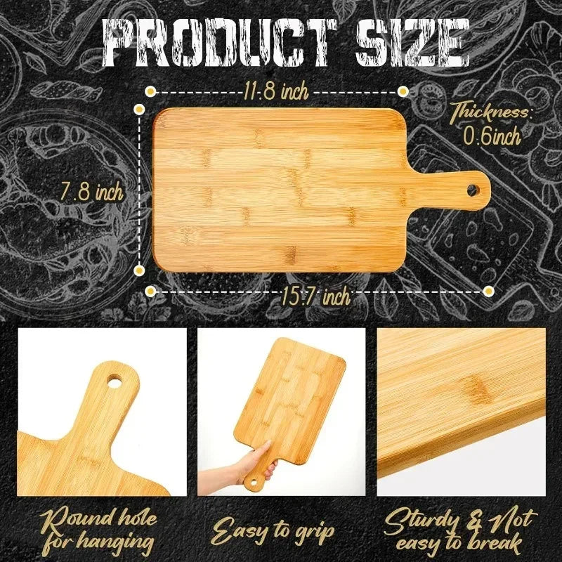 Bamboo Cutting Board with Handle Large Wooden Serving Board Kitchen Chopping Board Charcuterie Board for Pizza Vegetables Meat