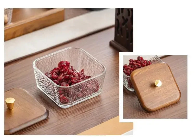 Walnut Fruit Tray Snack Tray Household Divided Dry Fruit Inventory Candy Glass Bowl Fruit Tray Water Fruit Plate