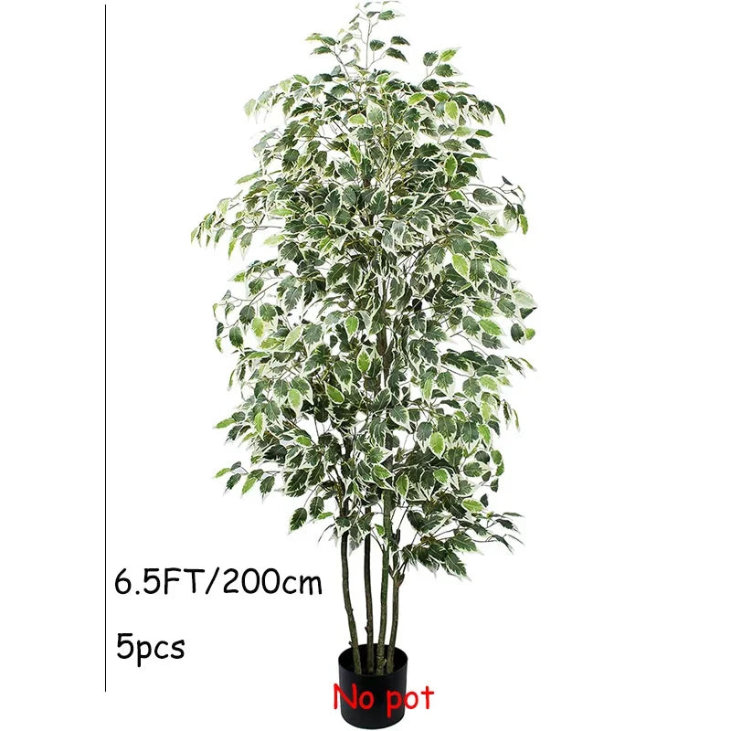 3-6Ft Large Artificia Ficus Tree Fake Plants Plastic Palm Tree Real Touch Banyan Leaves for Home Garden Shop Office Decor