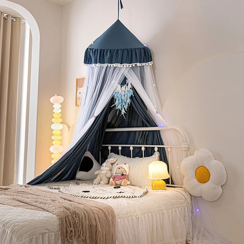 Dome bed curtain children's indoor light-proof bed curtain windproof bedside ceiling blackout double-layer mosquito net curtain