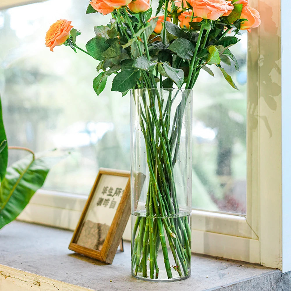 1Pcs Shatterproof Plastic Vases Tall Large Transparent Flower Vase Hydroponic Decoration Flowerpot  Acrylic Cylinder Vases
