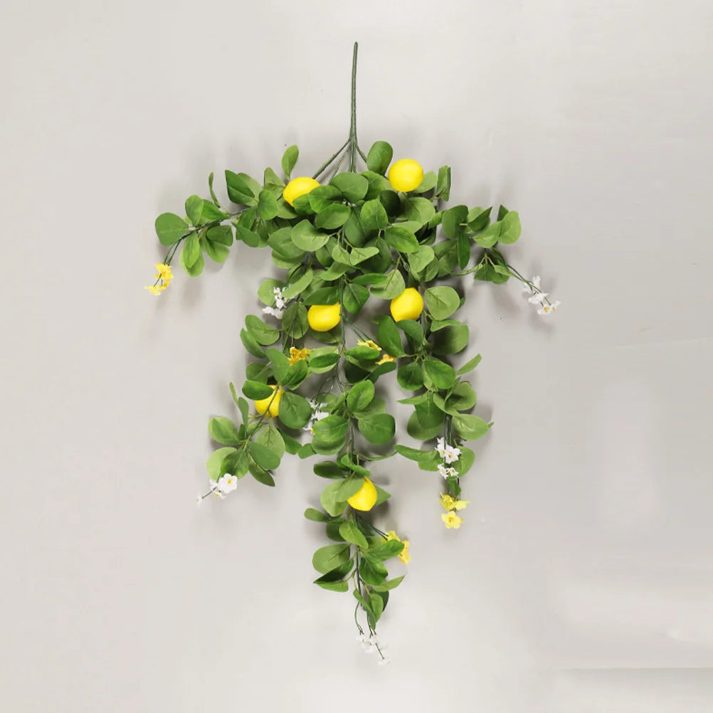 Artificial Lemon Branch Fake Lemon Leaves Yellow Green Fake Lemon Bouquet Hanging Lemon Branch For Wedding Party Decoration