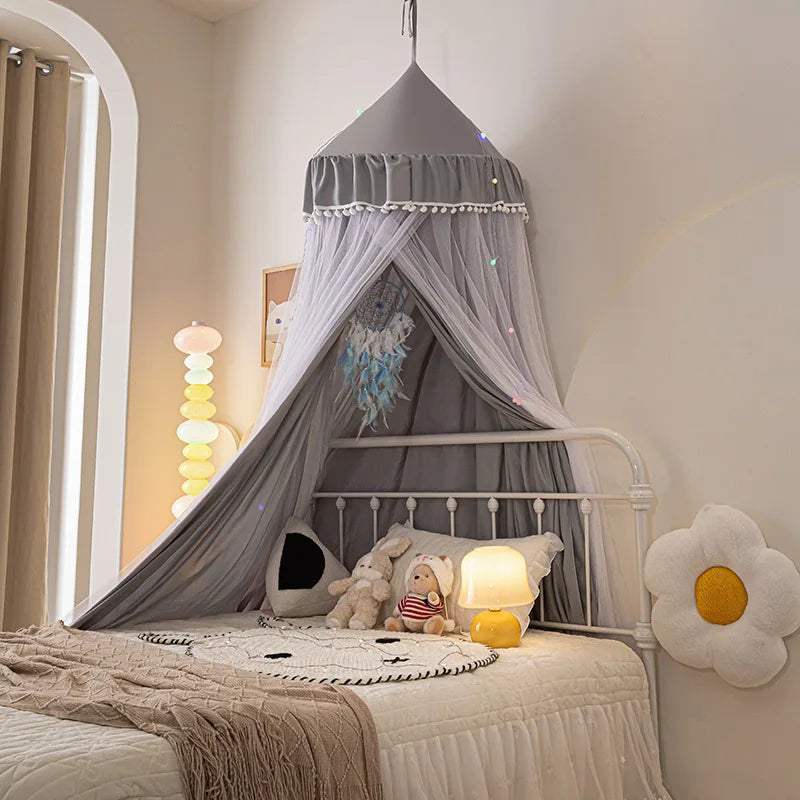 Dome bed curtain children's indoor light-proof bed curtain windproof bedside ceiling blackout double-layer mosquito net curtain