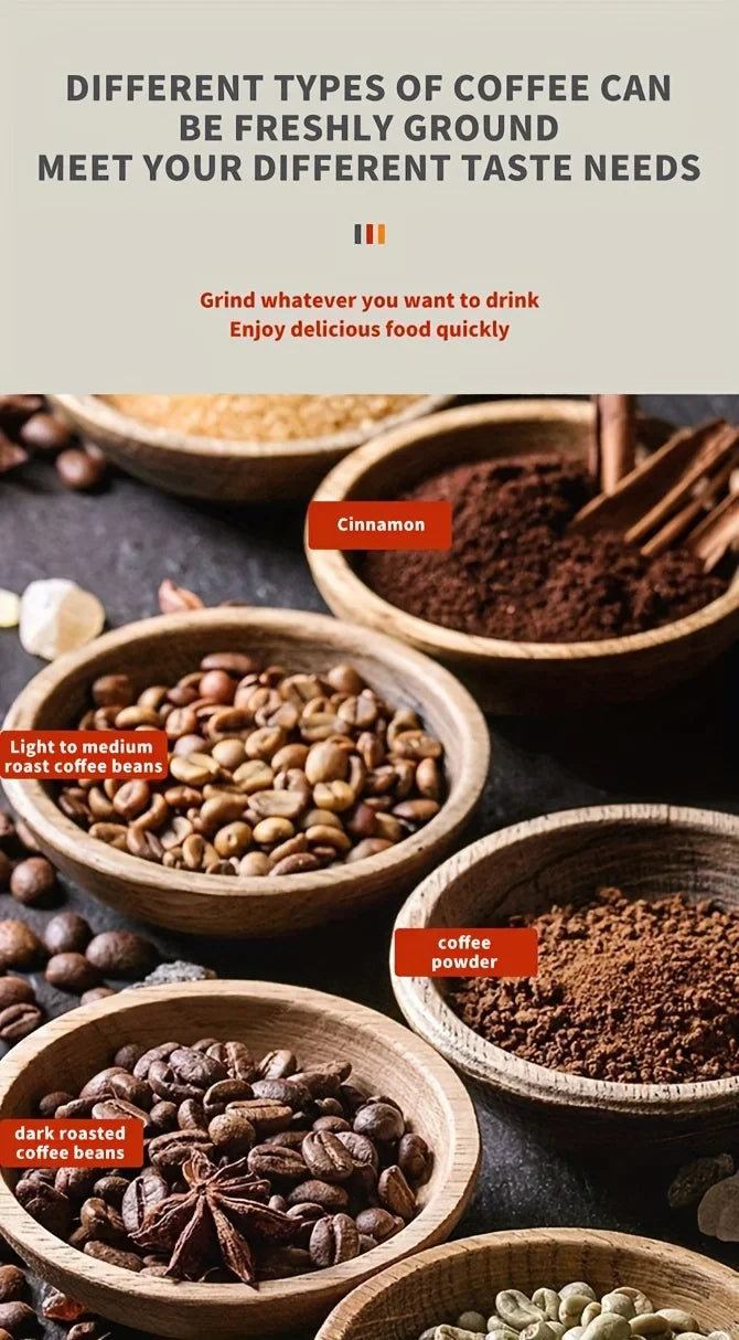 500ML Electric Coffee Grinder Stainless Steel 4 Leaf Blade Coffee Bean Grinder Portable Handle Multifunction Spice Mill Home Use