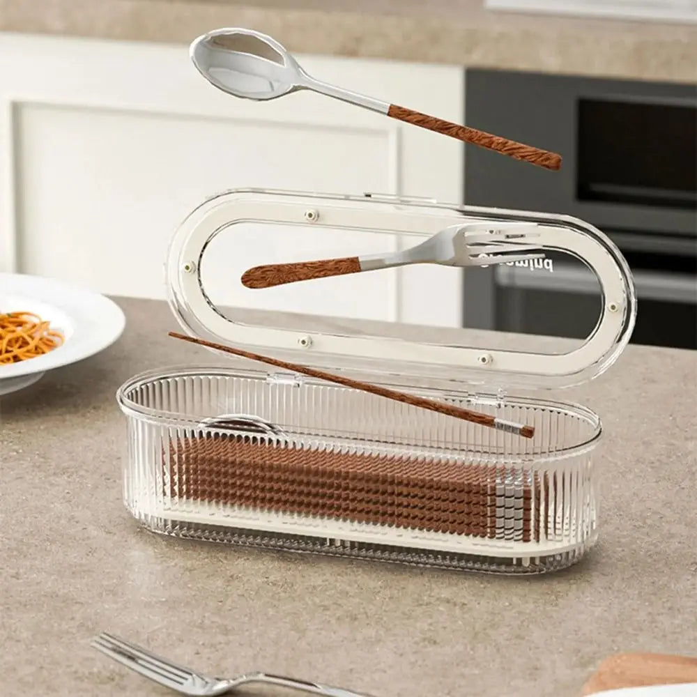 Kitchen Chopstick Organizer Cutlery Storage Box Chopstick Dinnerware Holder with Drain Tray for Utensils Drawer Spoons Cutlery
