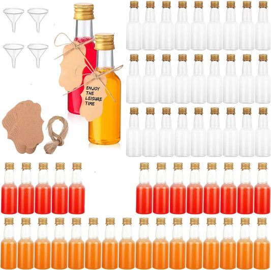 12pcs Mini Liquor Bottles Plastic Small Shot Bottles Empty Mini Alcohol Bottles Party Favors Weddings Silver/ Gold Caps  travel