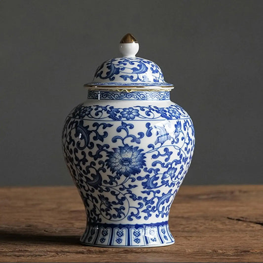 Ceramic Ginger Jar Art Decoration Floral Vase Store Your