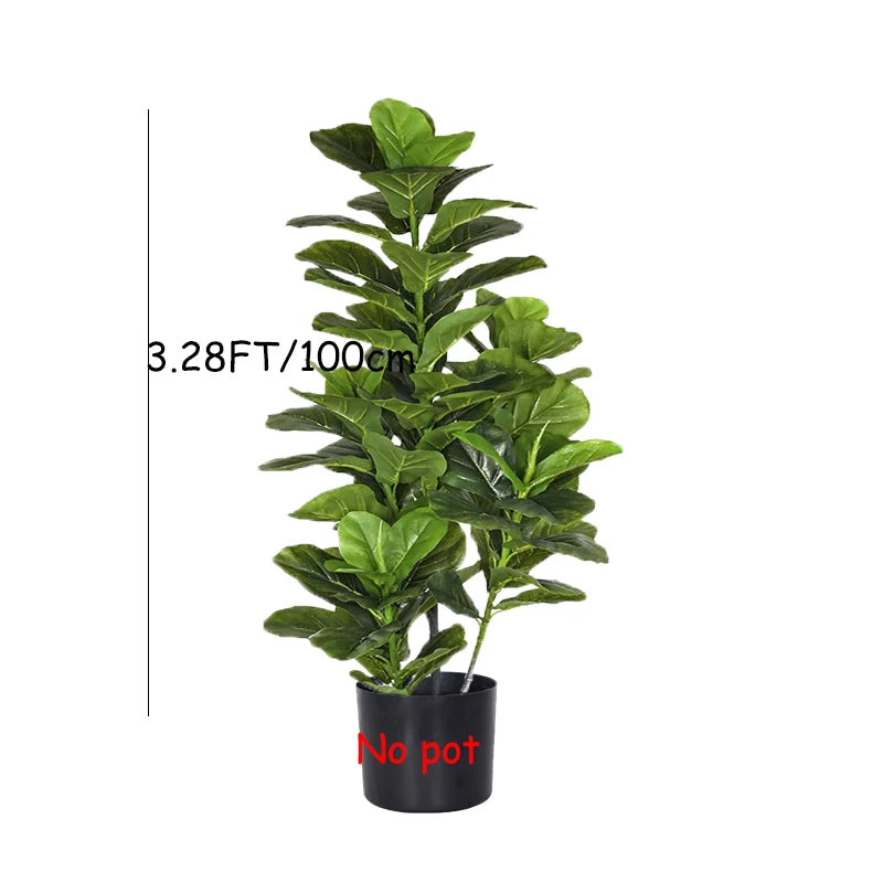 3.9FT Tropical Tree Large Artificial Ficus Plants Branches Plastic Fake Leafs Green Banyan Tree For Home Garden Room Shop Decor
