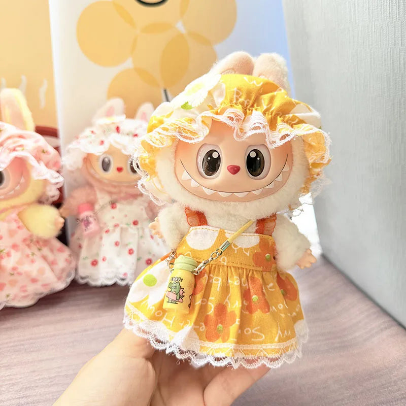 Labubu Ropa 3.0 Western Cowboy Jumpsuit with Hat Set for V1/V2 Labubu Outfit Cute Doll Clothes Accessories Trendy Gift