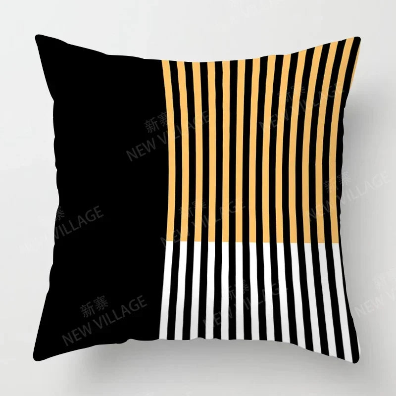 Upgrade your living room decor with a stylish geometric cushion cover in yellow and white Home Decor 45x45 40x40 50x50 60x60