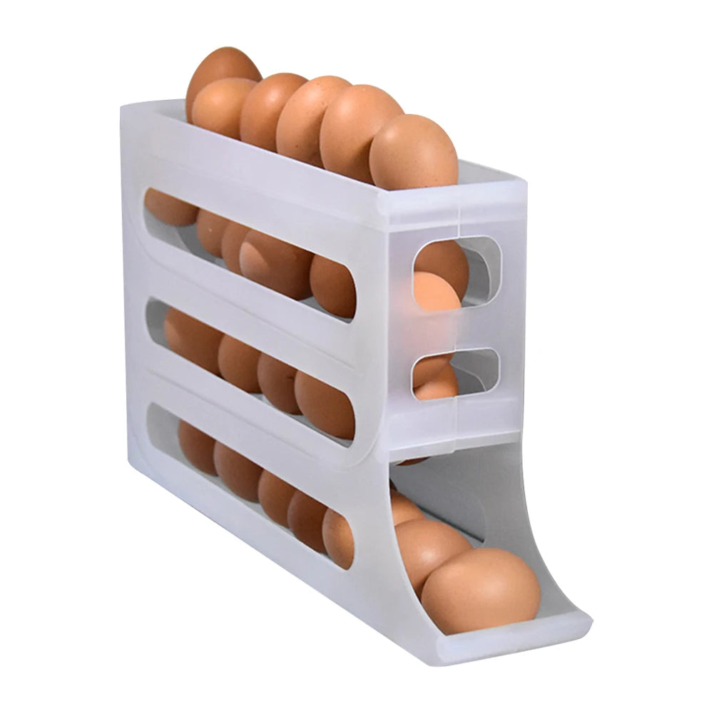 4 Layers Automatic Rolling Egg Storage Holder Fridge Eggs Storage Box Container Kitchen Organizer Refrigerator Egg Dispenser
