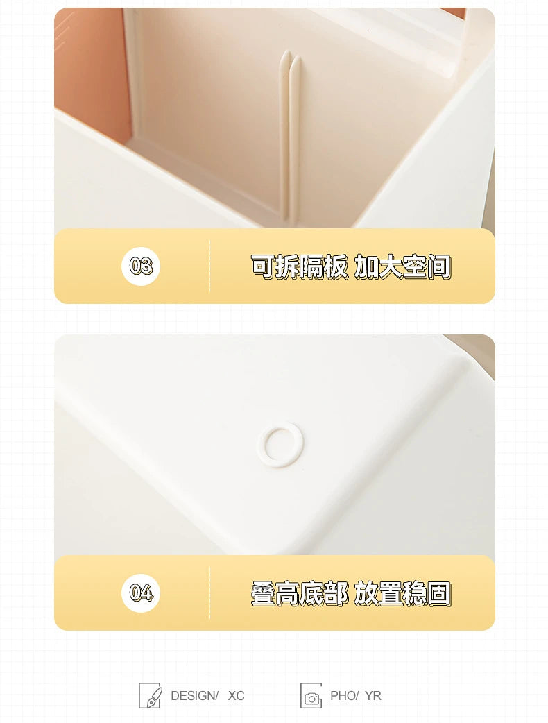 Portable Desktop Pen Holder Large Capacity Cute Marker Pen Stationery Storage Box Creative Pencil Holder Desktop Organizer