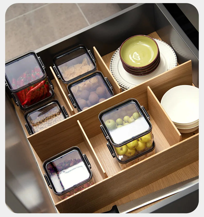 Transparent Food Storage Containers Kitchen Storage Airtight Cans Plastic Storage Boxes Stackable Food Storage Boxes