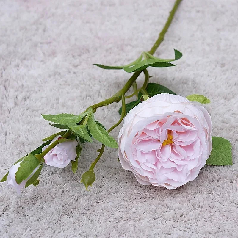 High Quality Simulation Single Branch 3 Roses Home Living Room Dining Table Wedding Decoration Fake Artificial Flowers Cheap