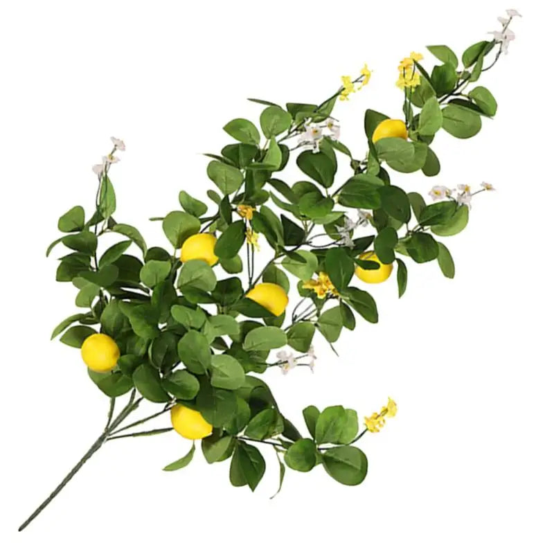 Artificial Lemon Branch Fake Lemon Leaves Yellow Green Fake Lemon Bouquet Hanging Lemon Branch For Wedding Party Decoration