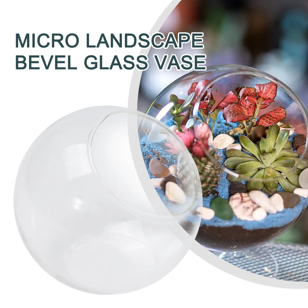 DIY Eco Bottle Micro Landscape Slanted Mouth Glass Vase Plant Container Flower Pot Hanging Round Glass Vase Garden Home Decor