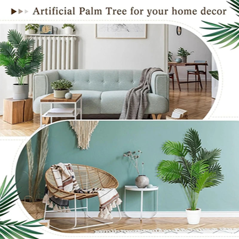 Artificial Areca Palm Tree Fake Plants Palm Leaf for Home Room Decor Tropical Leaves Greenery Family Office Indoor Outside Decor