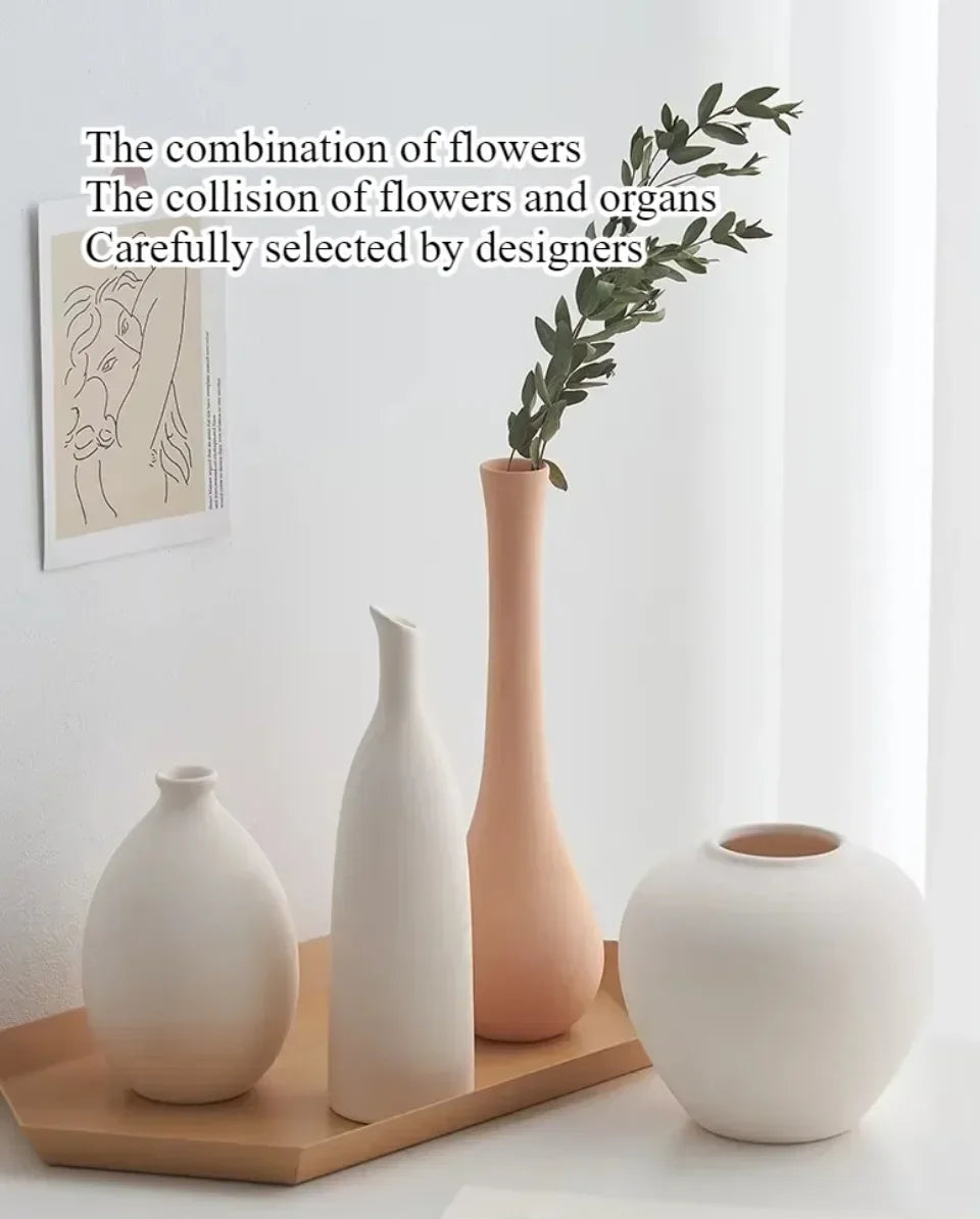 Plain Ceramic Vase Creative and Minimalist Arrangement Nordic Ins Style Decoration Pottery Props for Home Photography Plain Vas