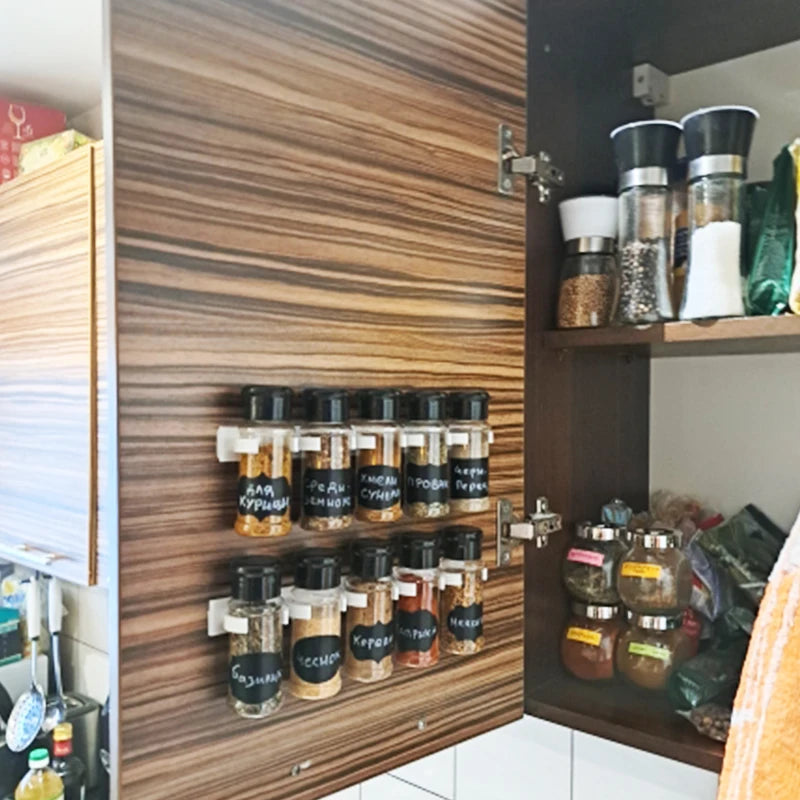 Spice Jars Seasoning Shaker Bottles Plastic Kitchen Spices Storage Condiment Jar Salt Pepper Boxes Kitchen Spice Organizer Rack