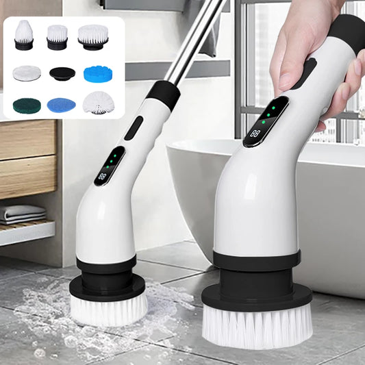 Electric Cleaning Brush Multifunctional Electric Bathroom Cleaning Brush Household Rotation 9in1 Toilet Cleaning Electric Brush