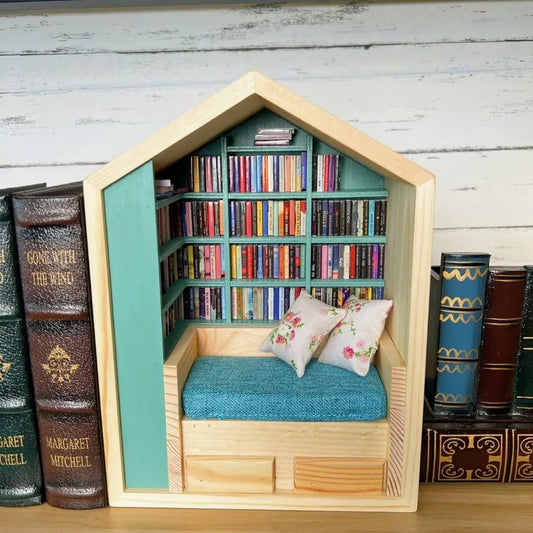 Anxiety Bookroom Creative Anxiety Resistant Bookshelf Mini Book Matchbox Mini Wooden Sensory Study Decoration