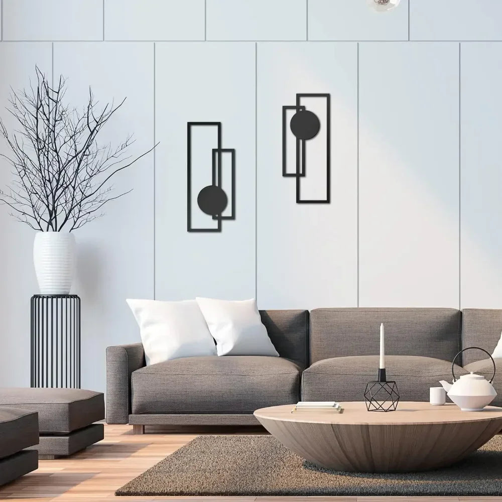 2Pcs Metal Wall Decoration Metal Wall Art Minimalist Wall Art Abstract Metal Vertical Decorations Sculptures Geometric