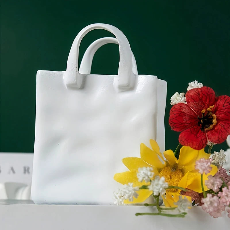 HUA HUA Handbag Shape Vase Modern Decorative White Vase Home Decoration Dried Flower Arrangement Table Decoration