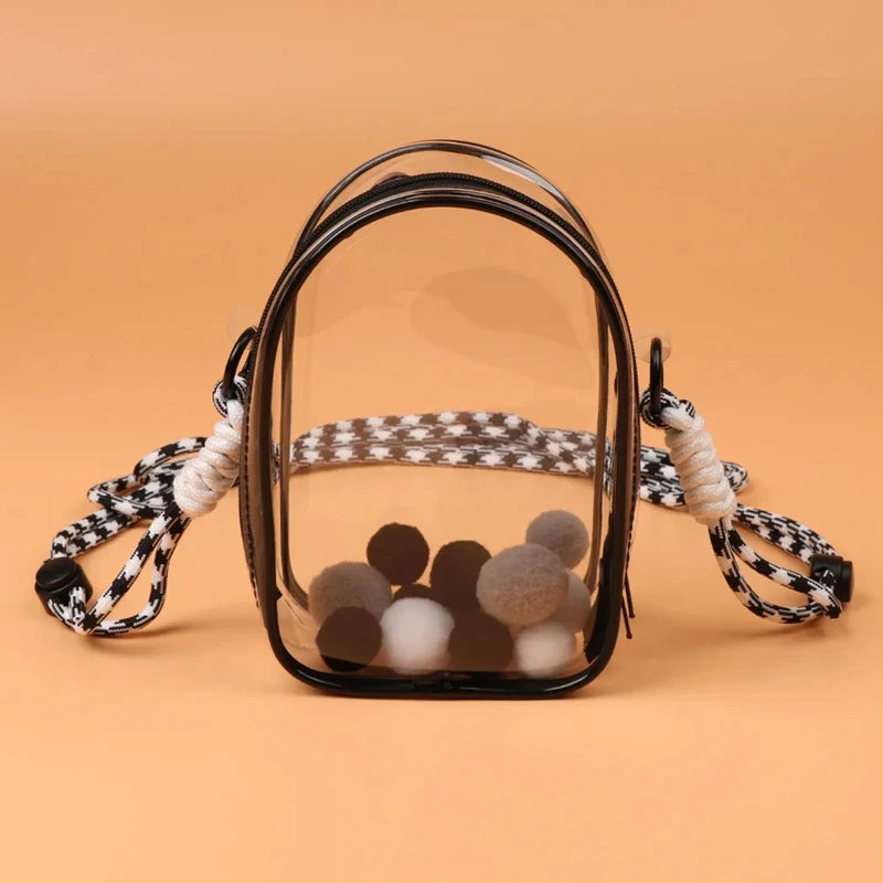 For Labubu Protect Case Labubu Sitting Party 15cm Cotton Doll Shoulder Pain Bag PVC Storage Bag Labubu(No Doll)