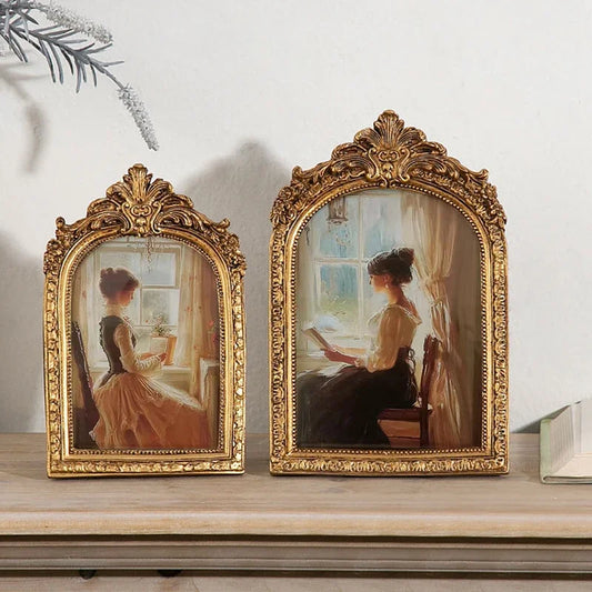 French Vintage Baroque Resin Picture Frame Wall Hanging Home Decor Artistic Luxury Tabletop Display Photo Frame
