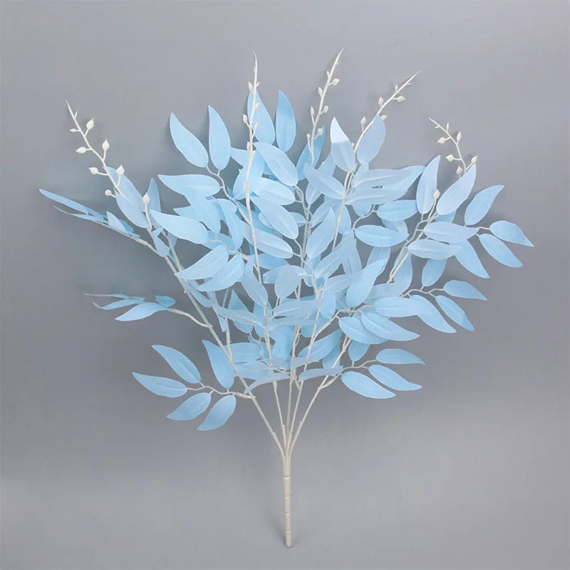 5 Branches Silk Artificial Willow Bouquet Fake Green Leaves Party Wedding Backdrop Decoration Faux Foliage Vine DIY Plant Wreath