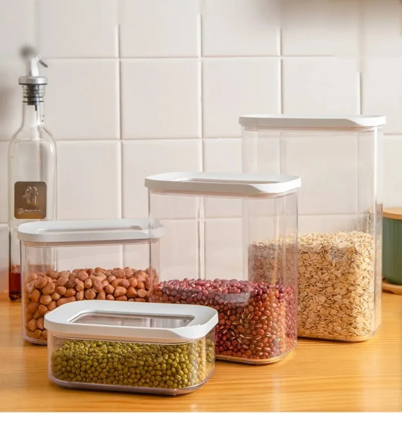 Sealed Grain Storage Box Transparent Food Cereal Kitchen Storage Container Rice Tank Barrel Coffee Bean Organizer Kitchen Tools