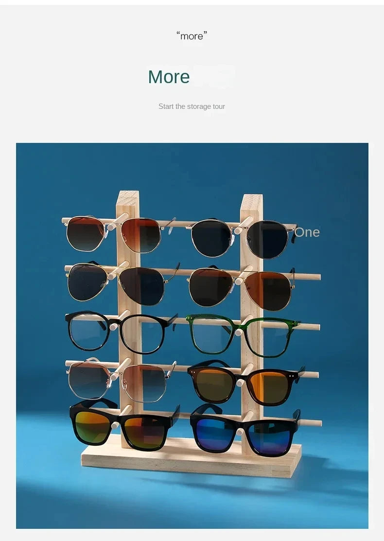 Wooden Eyeglass Storage Rack Household Sunglasses Glasses Display Rack Organizer Perforation-free Multi-functional Desktop