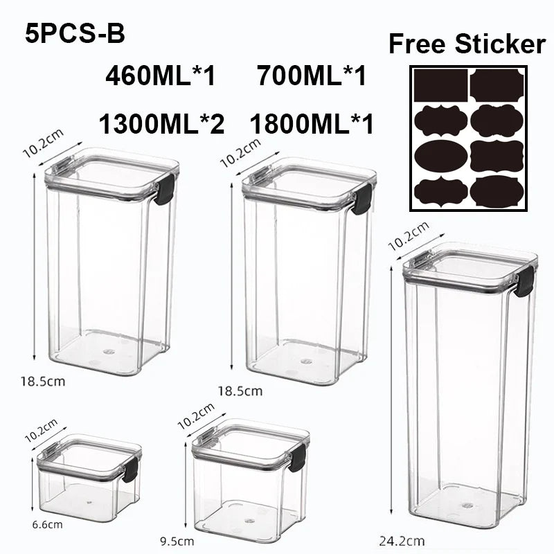 Food Storage Containers Kitchen Storage Tissue Preservation Transparent Containers Multigrain With LIDS Household Airtight Cans