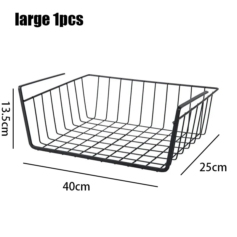 1-2Pcs Multipurpose Hanging Basket Organizer Metal Hanging Basket Bedside Wardrobe Storage Basket for Kitchen Cabinets and Desks