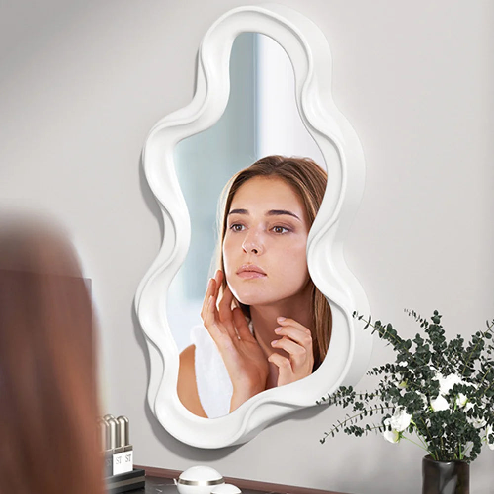 Irregular Wall Mirror For Bedroom Bathroom Kawaii Makeup Mirror House Decoration Living Room Decoration Home Decor Wholesale 1PC