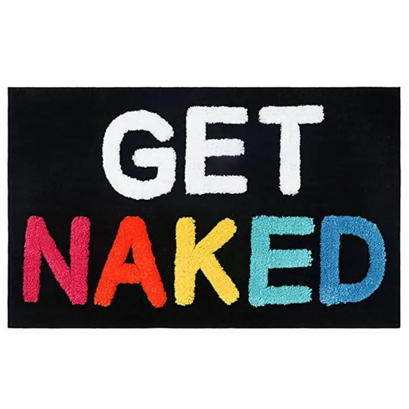 Inyahome Get Naked Bath Mat Bathroom Rugs for Bathtub Mat Cute Bath Rugs for Apartment Decor Tufted Gray and White Shower Mat
