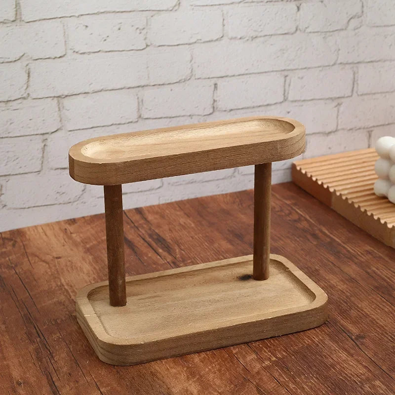 1PC Wooden Storage Shelf 2-Tiers Desktop Organizer Shelves Desk Display Rack Desktop Dressing Table Cosmetics Storage Rack Hot