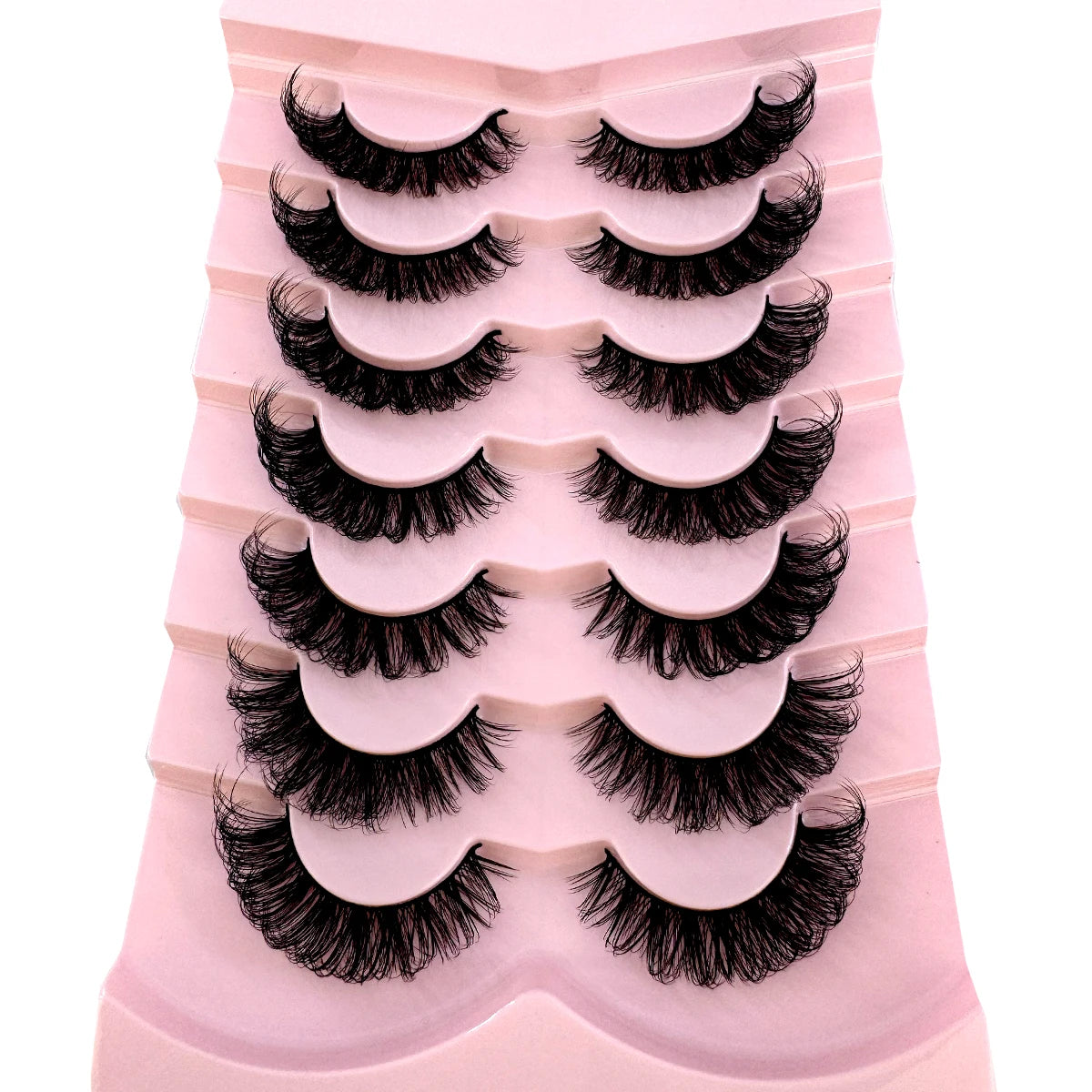 7pairs Natural Russian Strip Lashes Fluffy Mink Lashes 3D False Eyelashes Fluffy Volume Eyelashes Fake Eyelash Extension Make Up