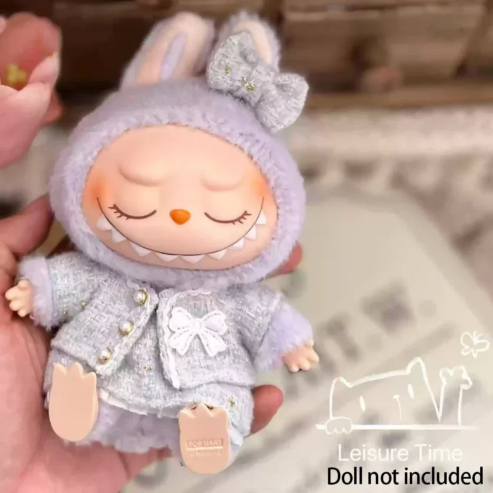 17CM Cute Labubu Doll Clothes Outfit Accessories Classic Dress Set for V2 Mini Dolls Clothing Girl Kid Gift Labubu Ropa