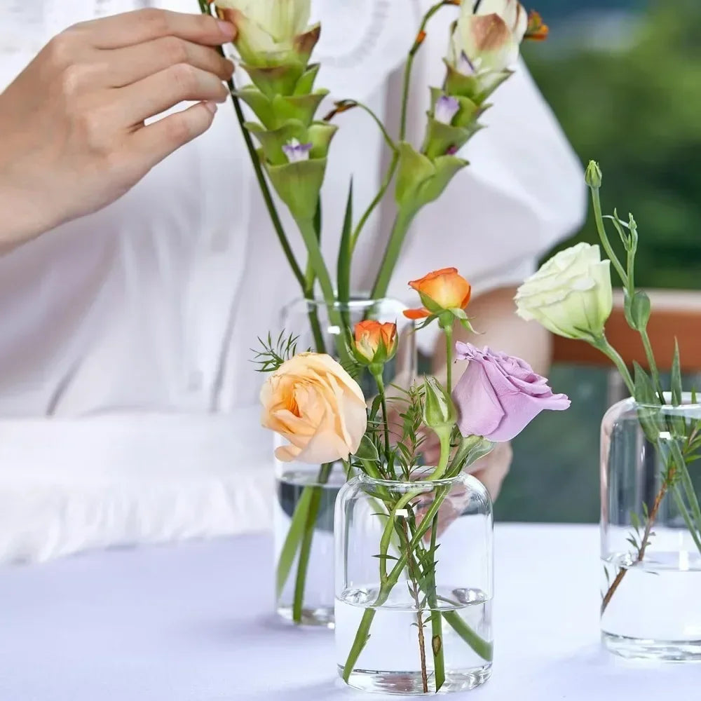 3Pcs/set Glass Bud Vases Clear Flower Vase for Centerpieces, Small Flowers Vases, Bathroom Decor for Home Wedding