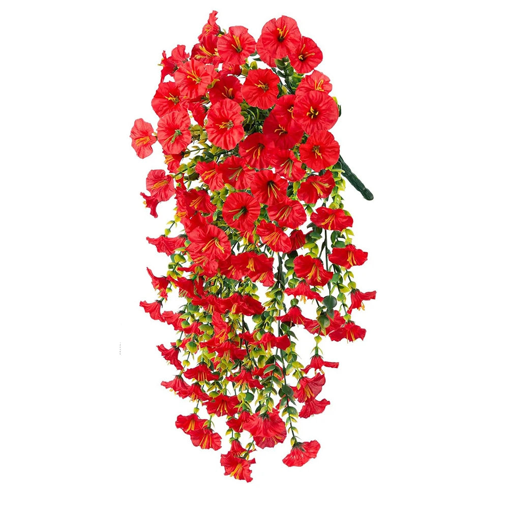 75cm Artificial Flowers Fake Morning Glory Flowers Eucalyptus Leaves Hanging Flowers For Outdoor Party Wedding Garden Decoration