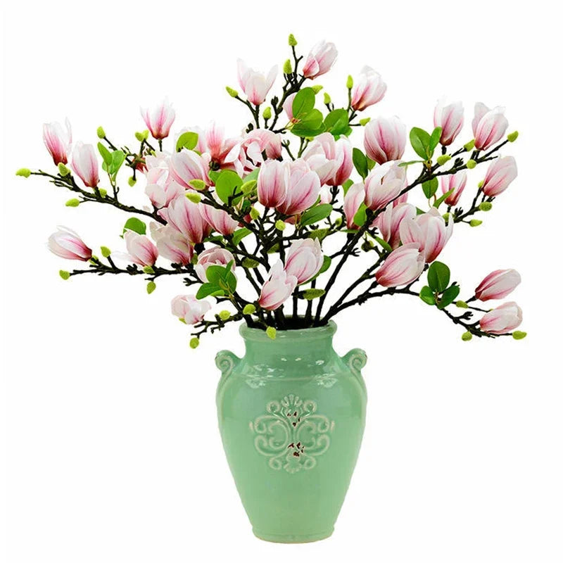 Artificial Magnolia Flower Branch For Home Living Room Decoration Fake Silk Flower Plant Wedding Party Simulation Flower Bouquet